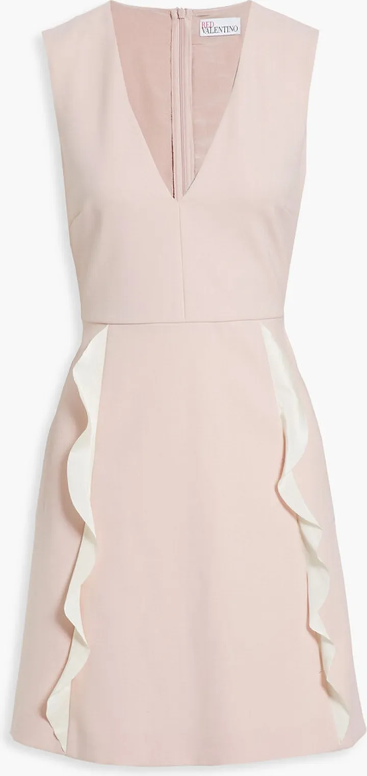 Crepe de chine-trimmed stretch-crepe mini dress