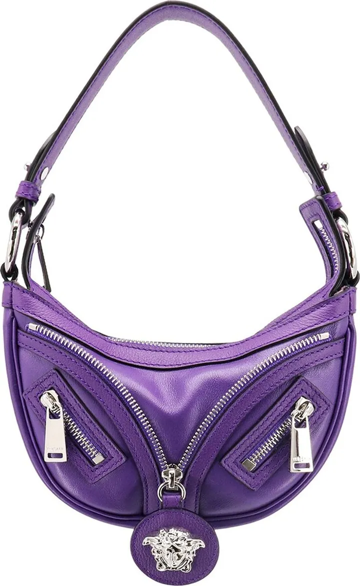 Leather handbag with metal Medusa detail