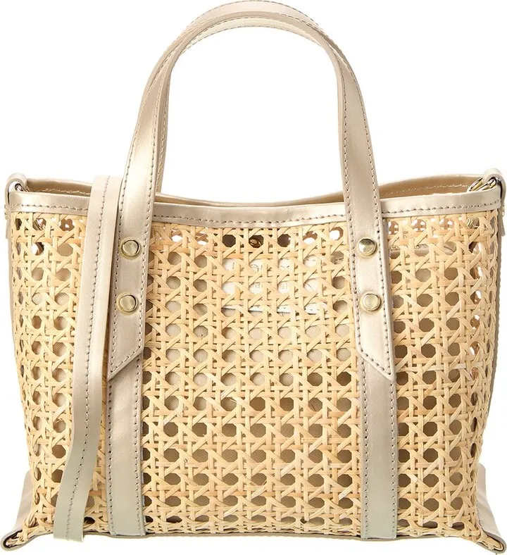 Jijou Capri Dominique Small Straw & Leather Tote