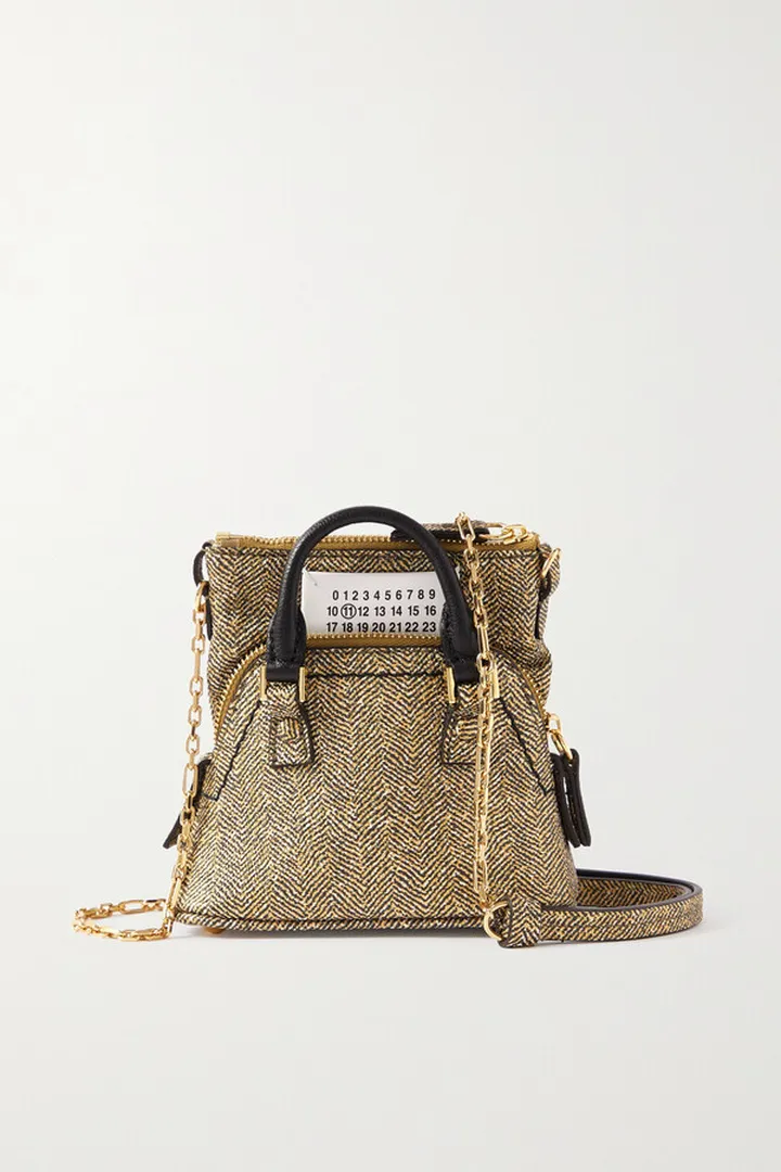 Maison Margiela - 5ac Classique Baby Metallic Herringbone Leather Shoulder Bag - Gold