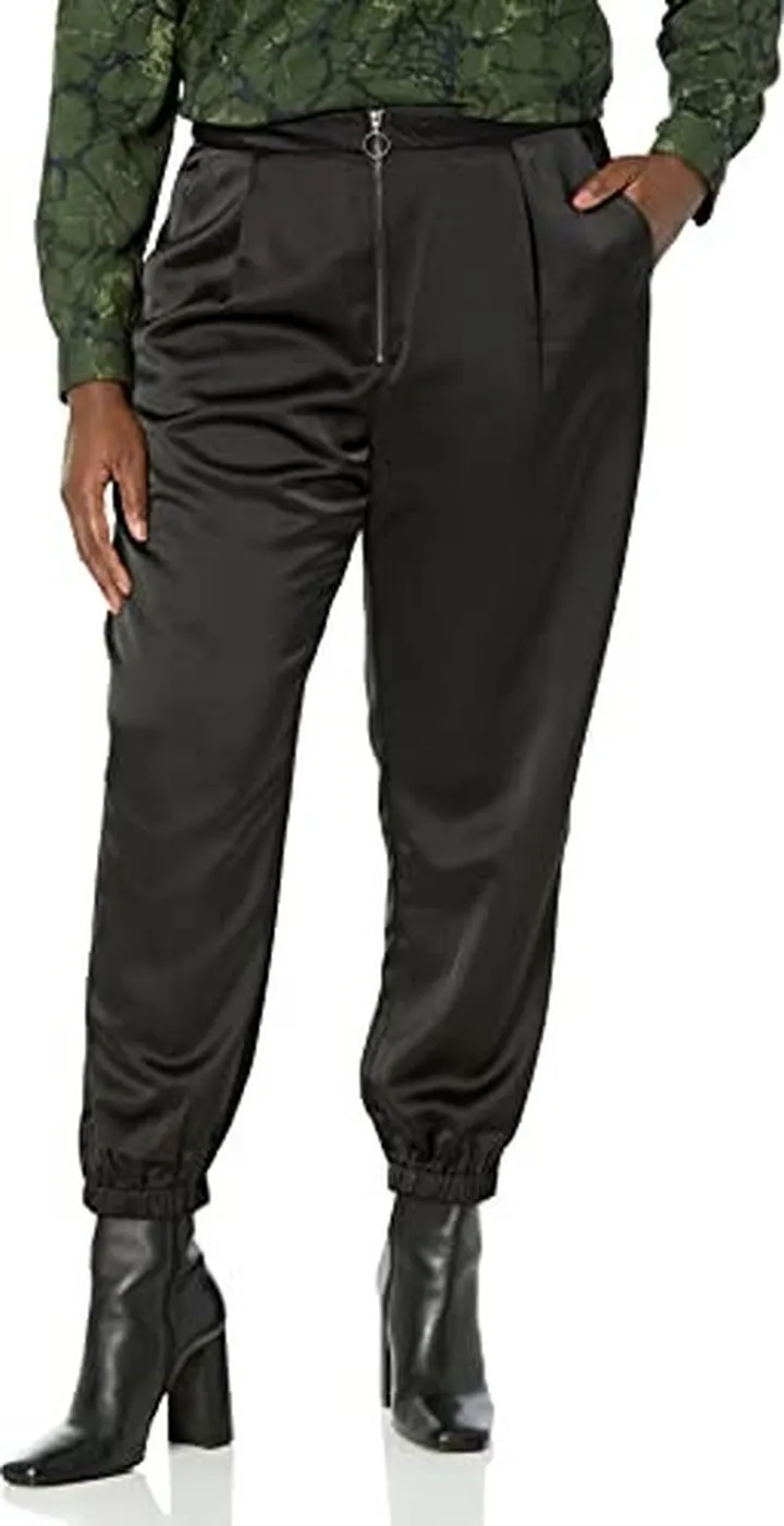 PAIGE Women's Elyse Jogger high Rise Exposed Front Zipper o Ring Pull in Black