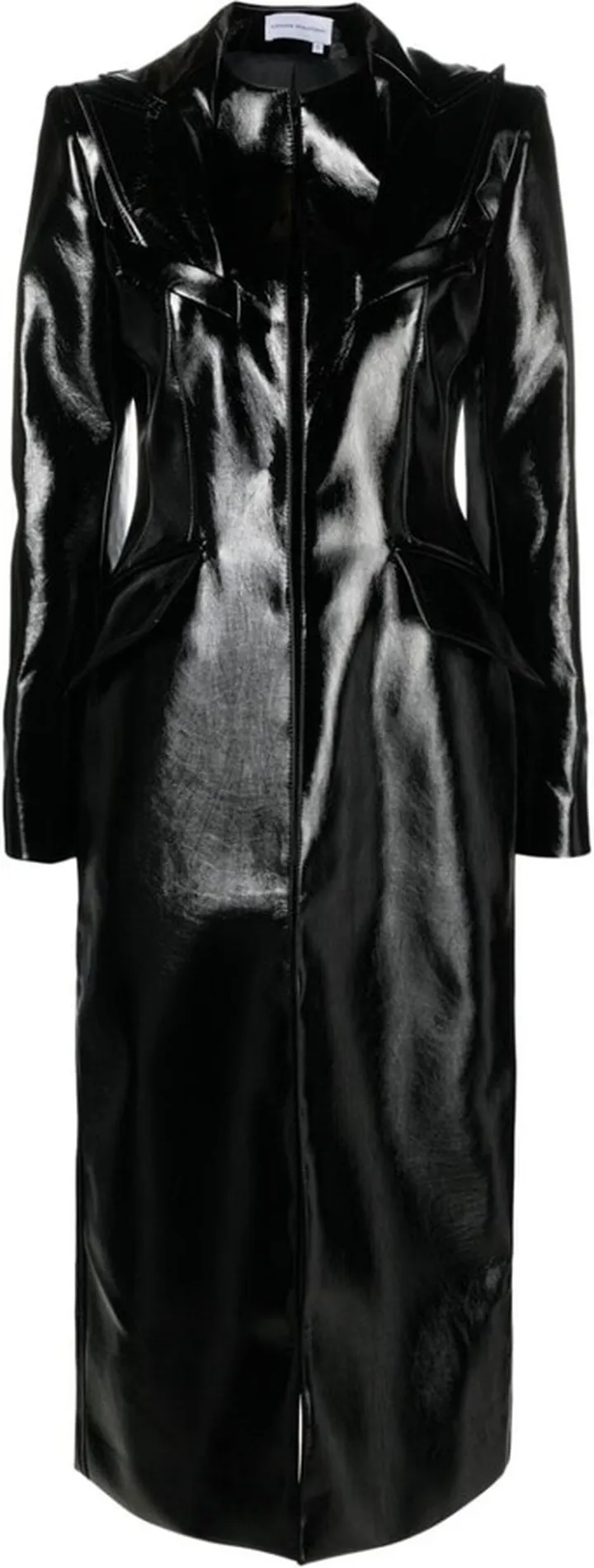 Lacquered-Finish Single-Breasted Coat