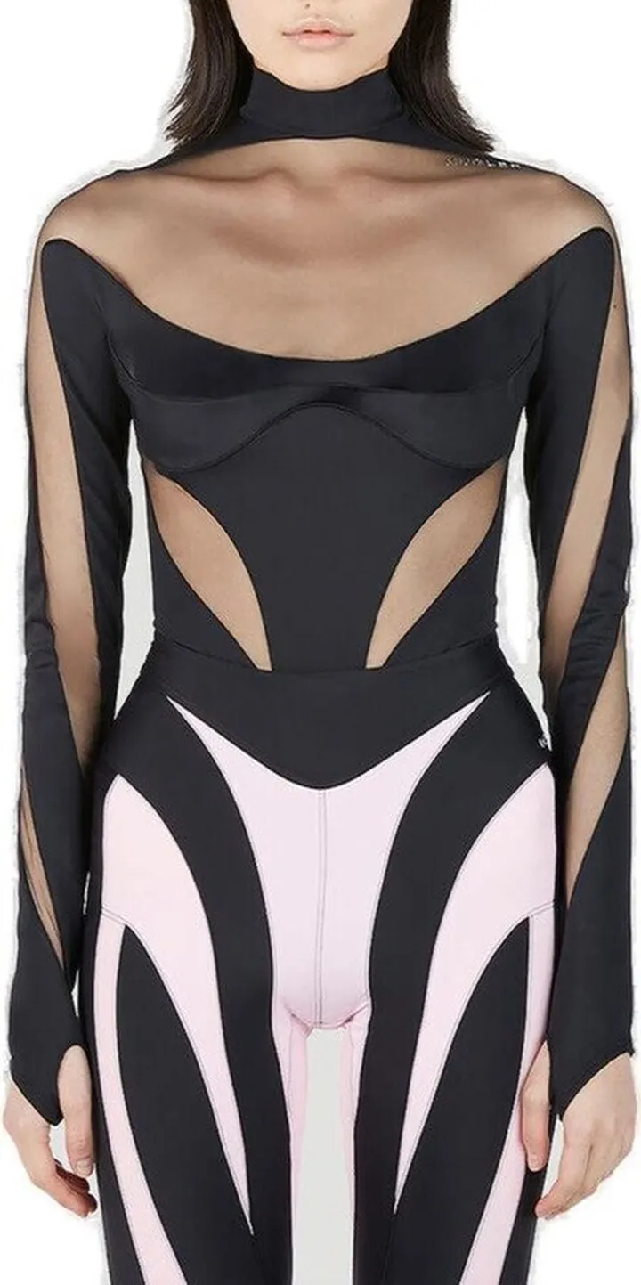 Mugler Sheer Panelled Bodysuit