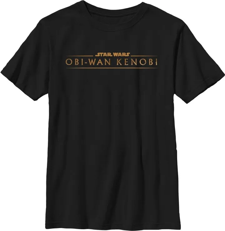 Boy's Star Wars: Obi-Wan Kenobi Original Series Logo Gold T-Shirt - Black - Large