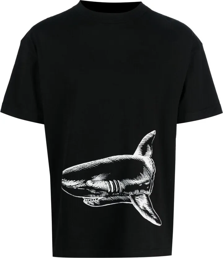 shark-print organic cotton T-shirt