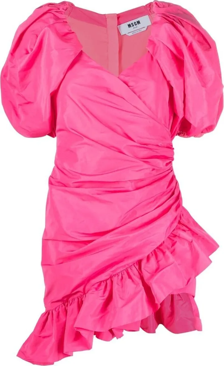 Ruffled-Detail Taffeta Mini Dress