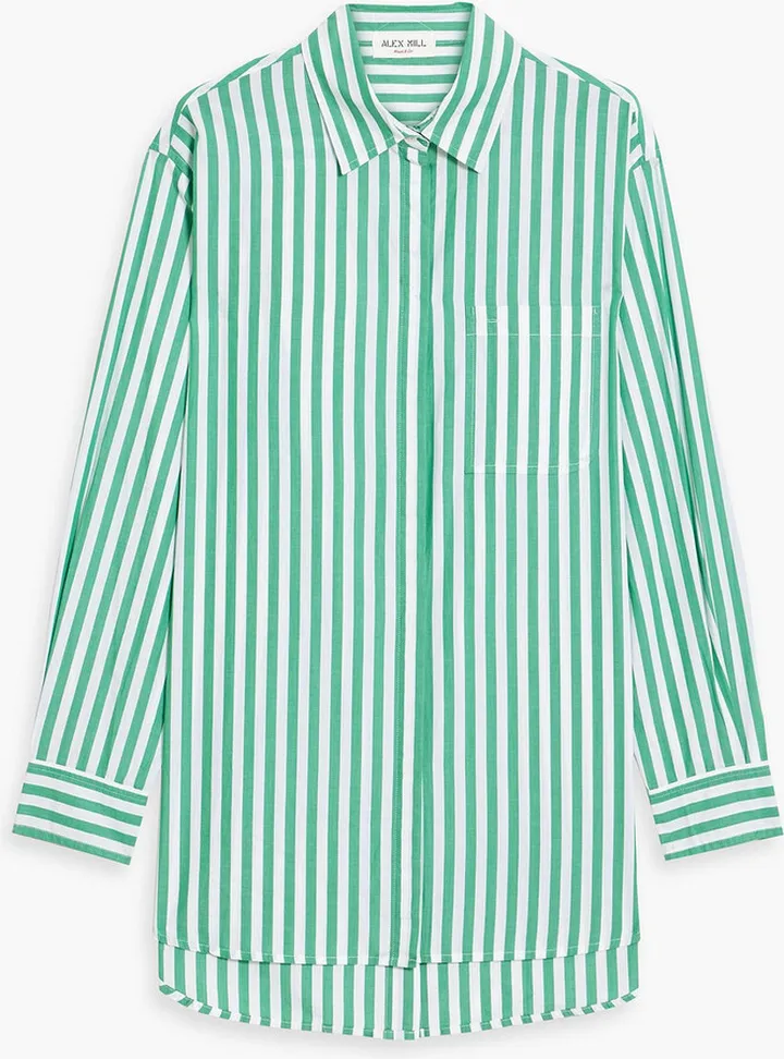 Jane button-detailed striped cotton shirt