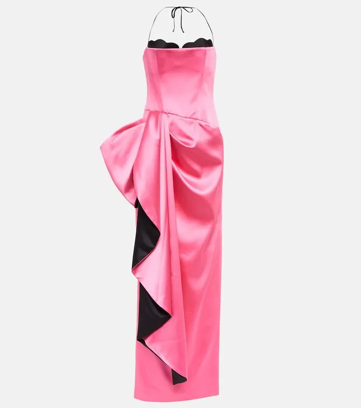 Bow embellished satin gown