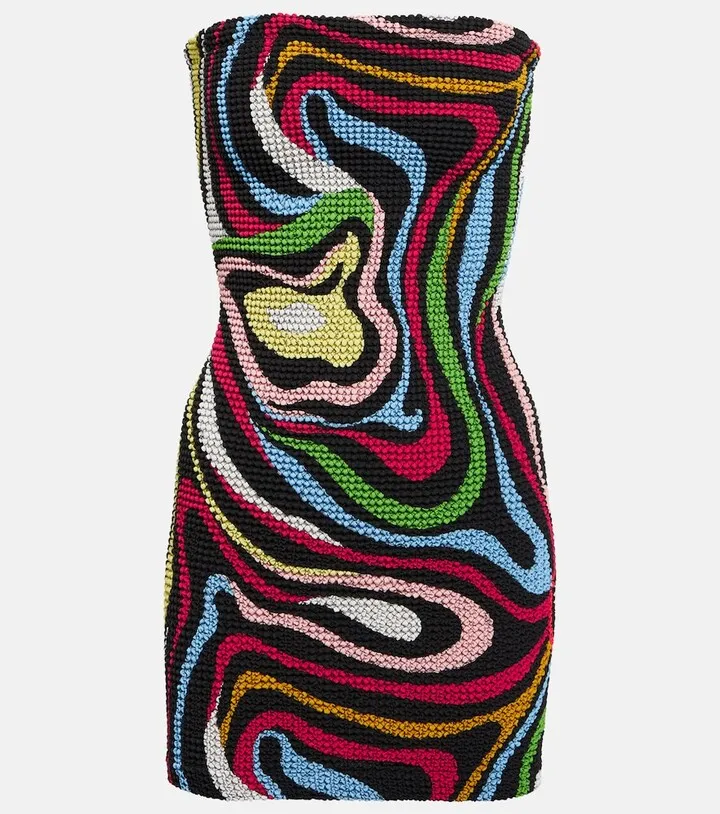 Printed crepe de chine minidress