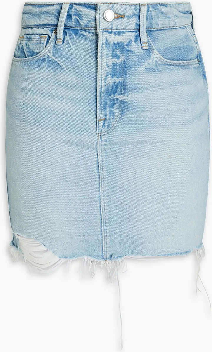 Good Waist distressed denim mini skirt