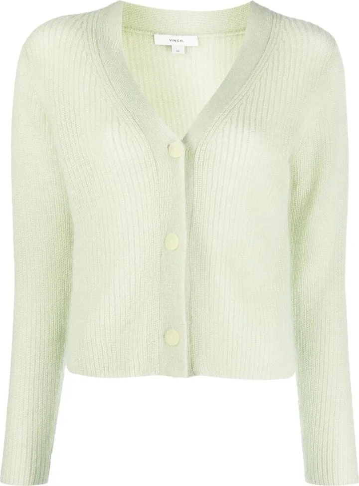 ribbed-knit V-neck cardigan