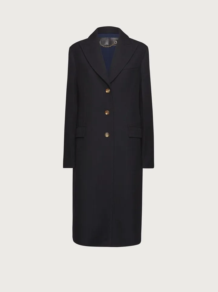Ferragamo Women Single breasted two tone coat Black
