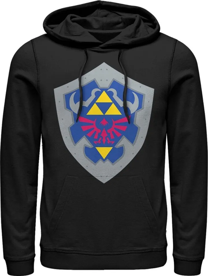 Men's Nintendo Legend of Zelda Hylian Shield Pull Over Hoodie - Black - Medium