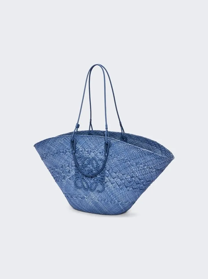 X Paula's Ibiza Anagram Large Basket Bag Denim Blue