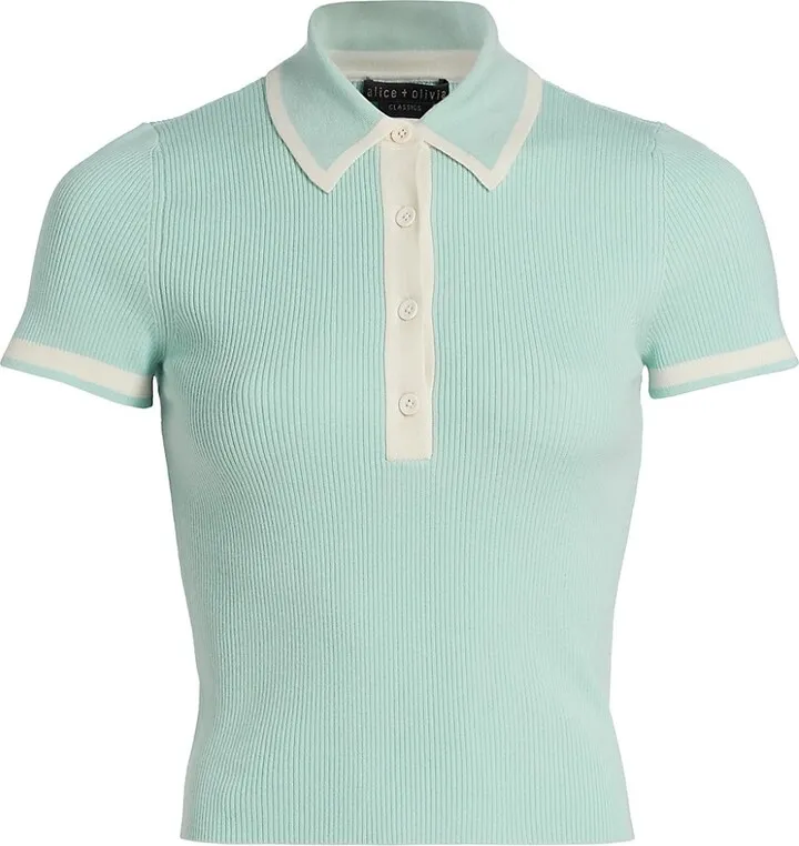 Pia Rib-Knit Polo Shirt
