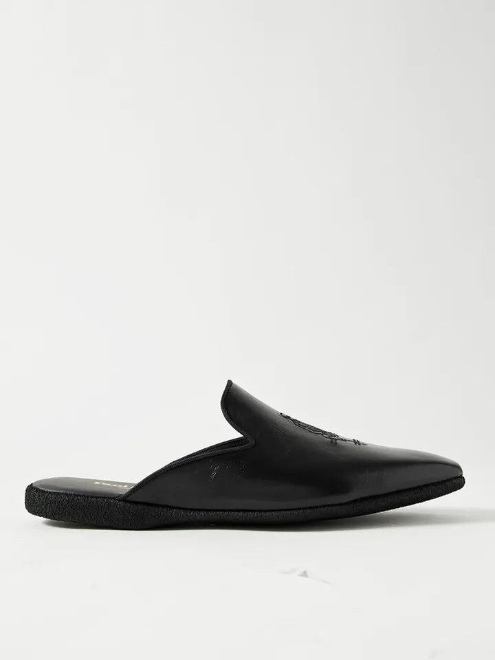 Hamilton Embroidered Leather Slippers