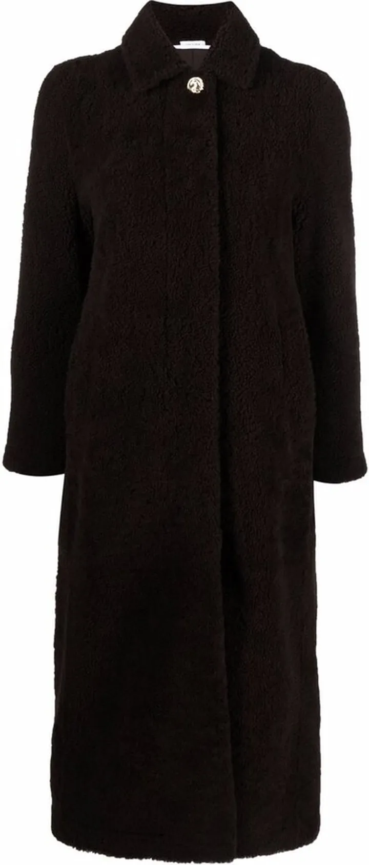 Elongated Bal Collar shearling overcoat
