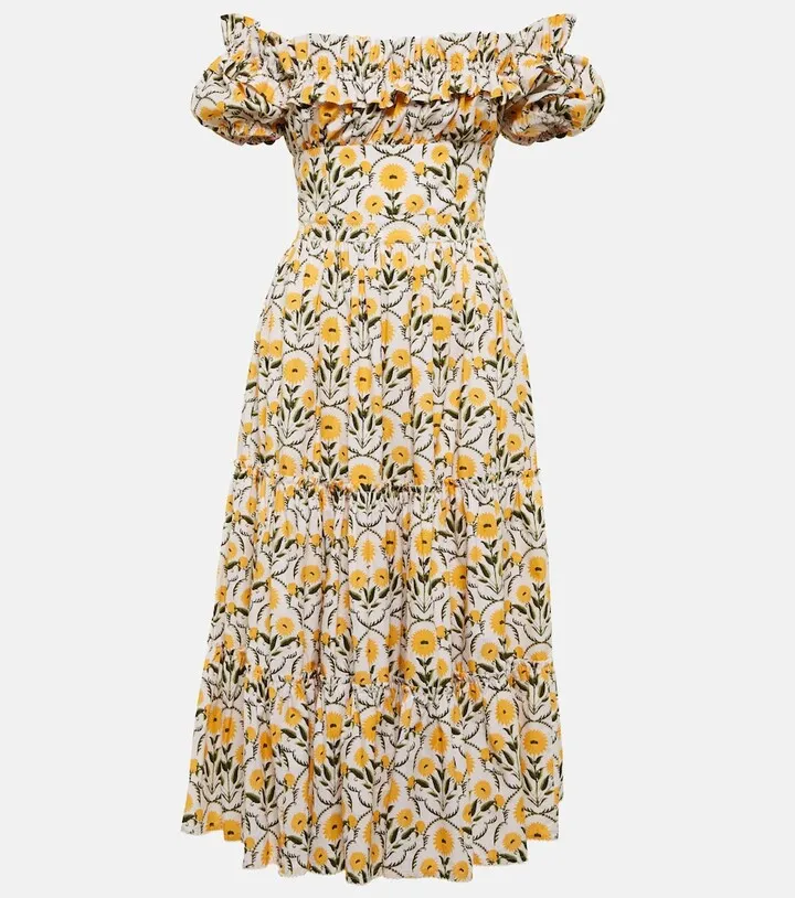 Banana printed midi dress