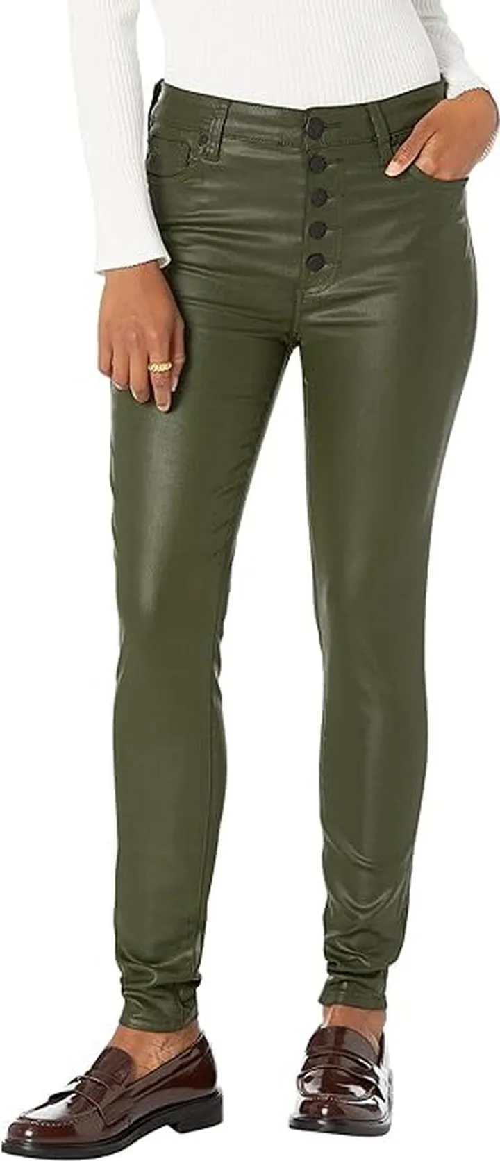 KUT from the Kloth Mia High Rise Slim Skinny (Olive) Women's Clothing