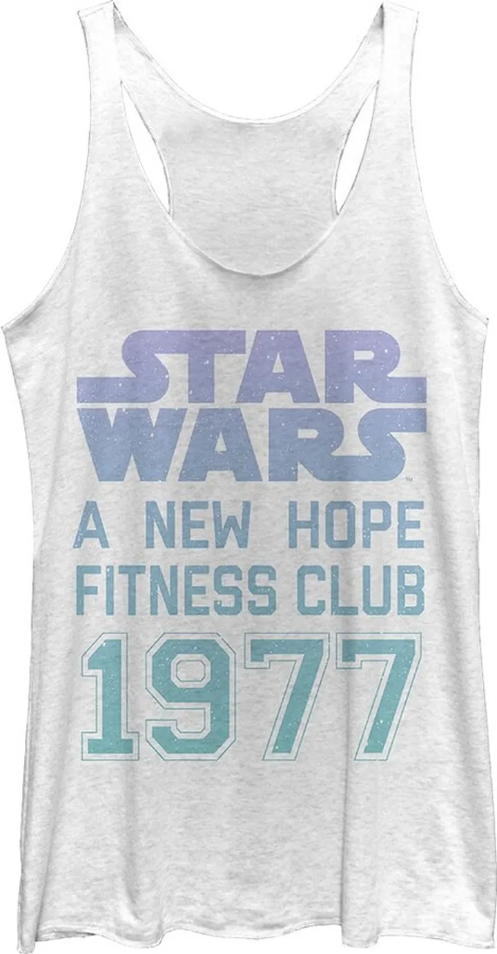 Women's Star Wars Fitness Club Racerback Tank Top - White Heather - Large
