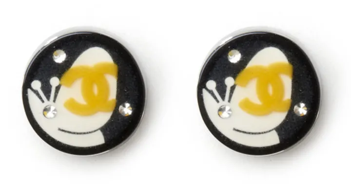 Vintage Resin Butterfly CC Logo Earrings