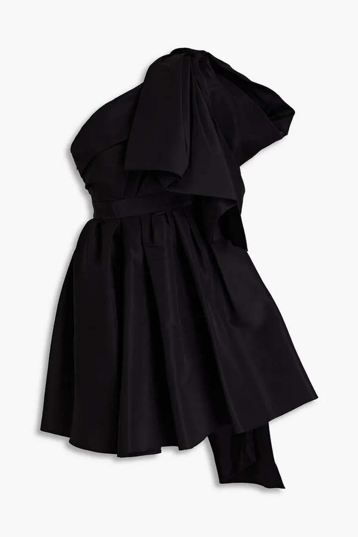 Bow-embellished silk-faille mini dress