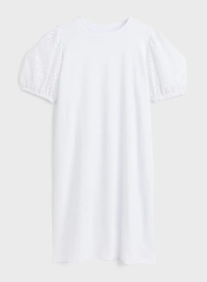 Balloon Sleeve Openwork Dress
