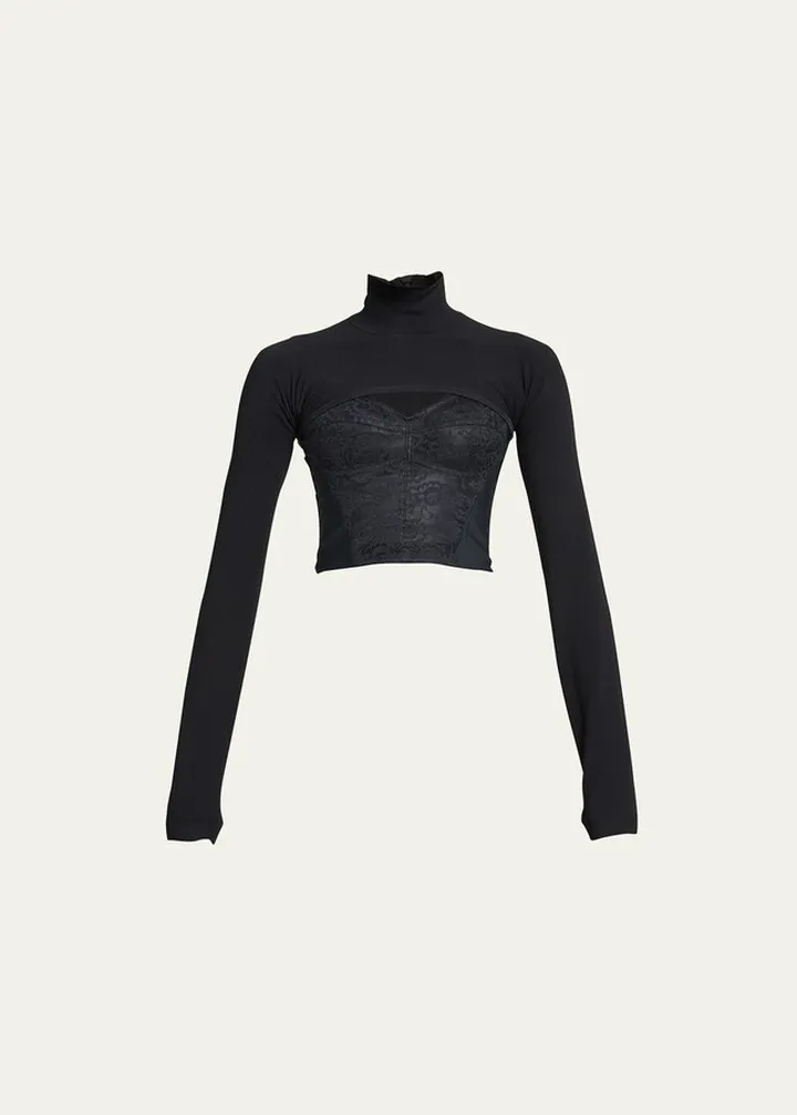 Technical Knit Turtleneck Bolero Top