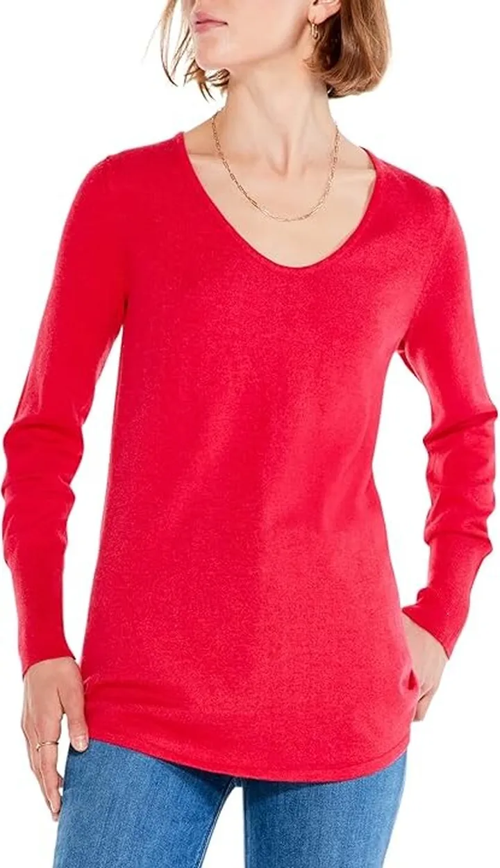 NIC+ZOE Vital V-Neck Sweater (Rose) Women's Clothing