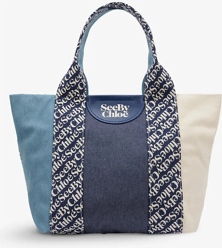 Womens Royal Navy Laetizia Small Recycled Cotton-blend Tote bag