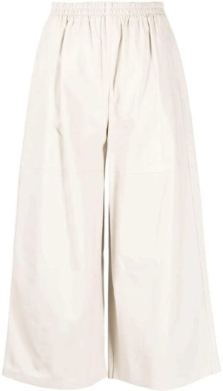 Leather Cropped Wide Trousers