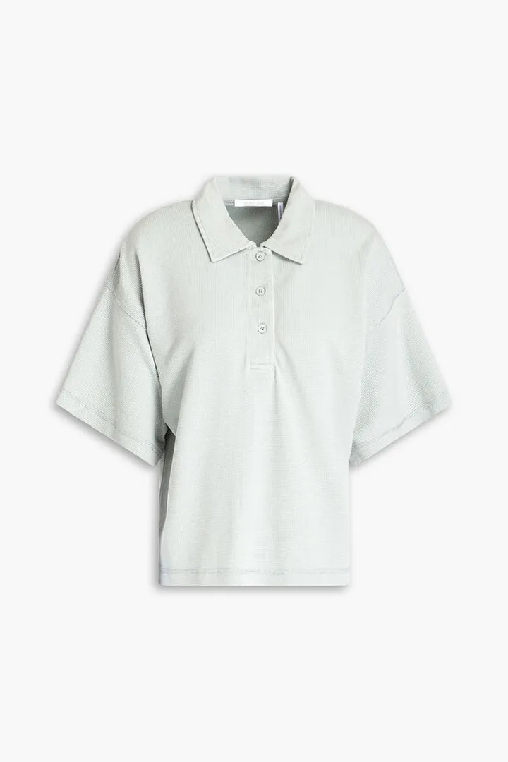 Waffle-knit cotton-blend polo shirt
