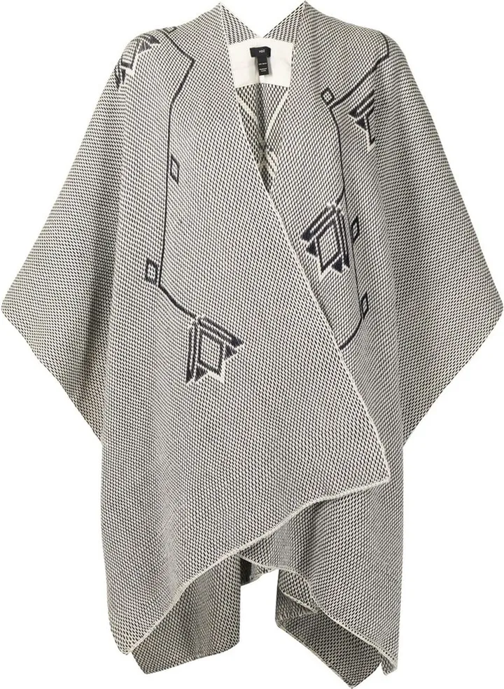 double V-neck merino shawl