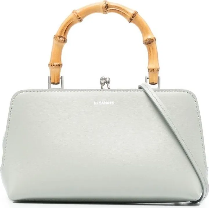 Bamboo-Handle Leather Tote Bag