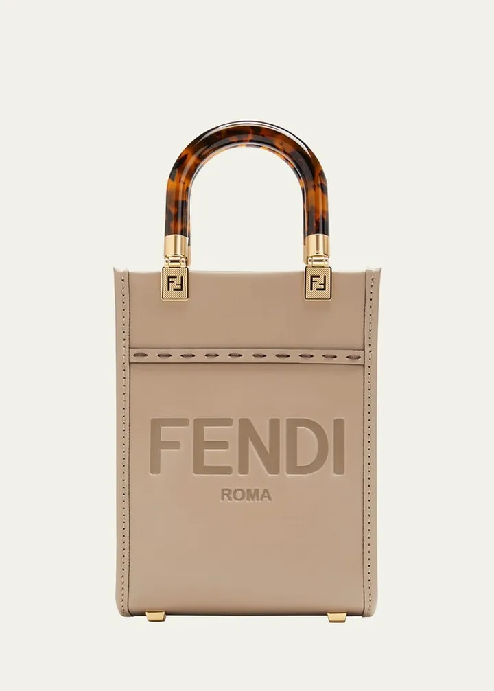 Sunshine Mini Calfskin Logo Shopper Tote Bag