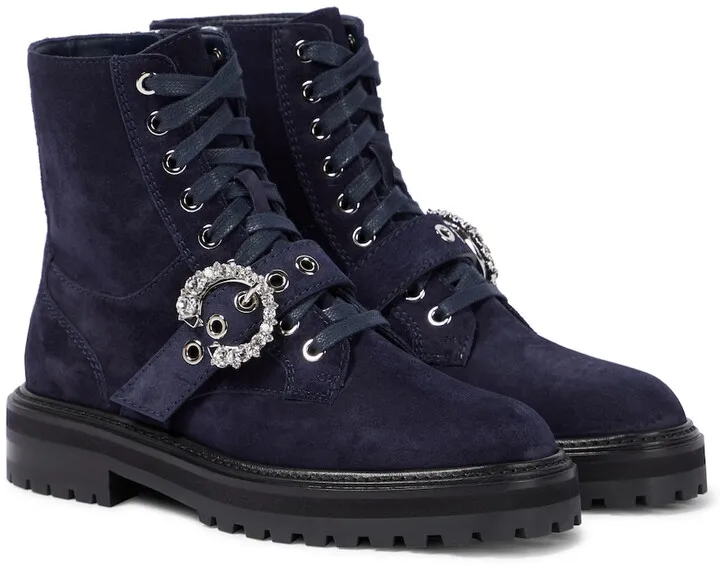 Cora embellished suede combat boots