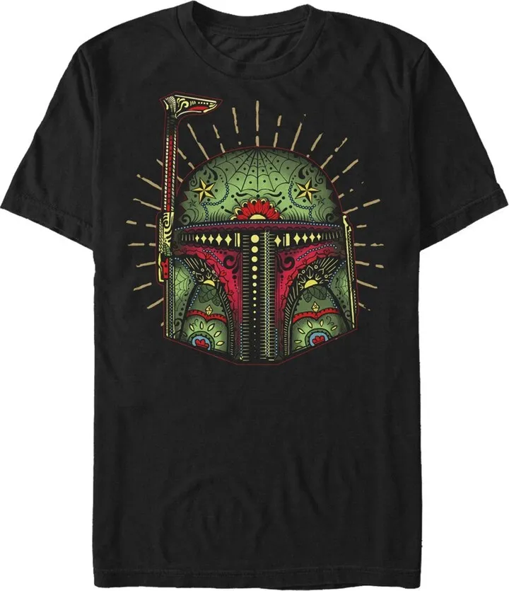 Men's Star Wars Sugar Skull Boba Fett Glow T-Shirt - Black - 2X Large