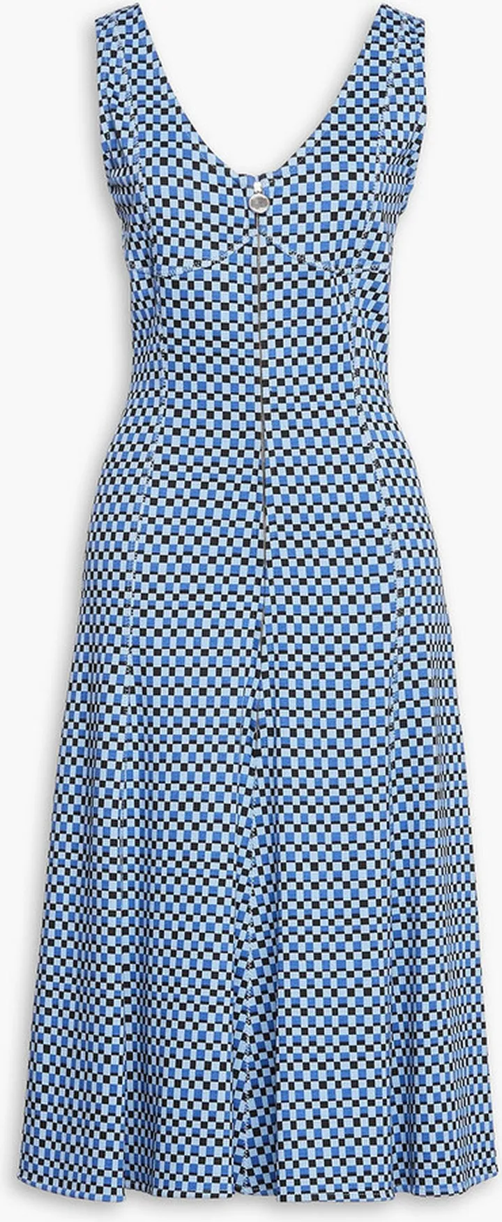 Flared checked jacquard-knit midi dress