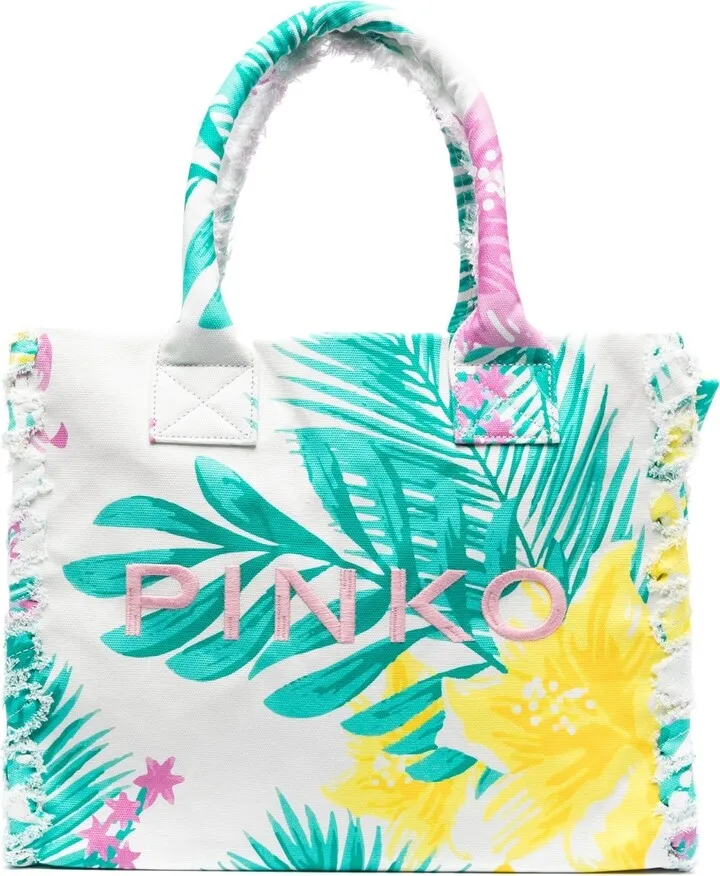 Beach floral-print tote bag