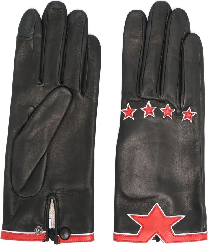 Black Star Leather Gloves