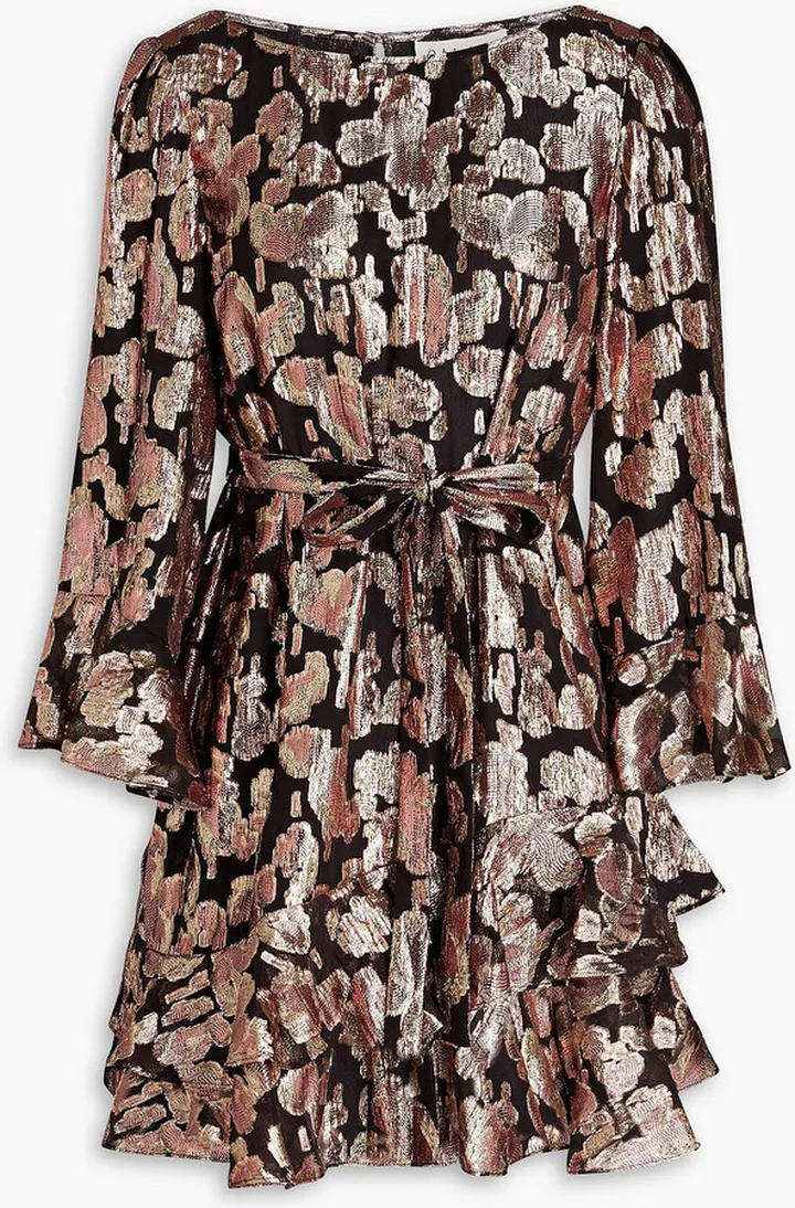 Marissa metallic fil coupé silk-blend mini dress
