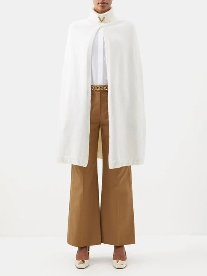 V-logo Roll-neck Wool-blend Cape