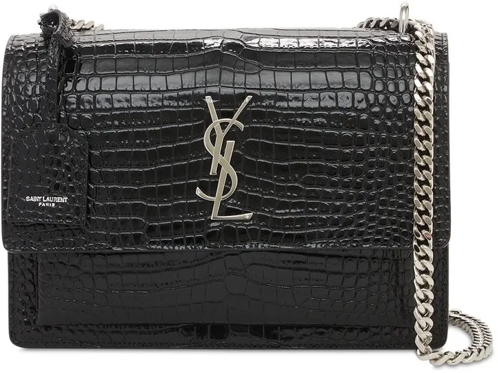 Medium Sunset croc embossed leather bag