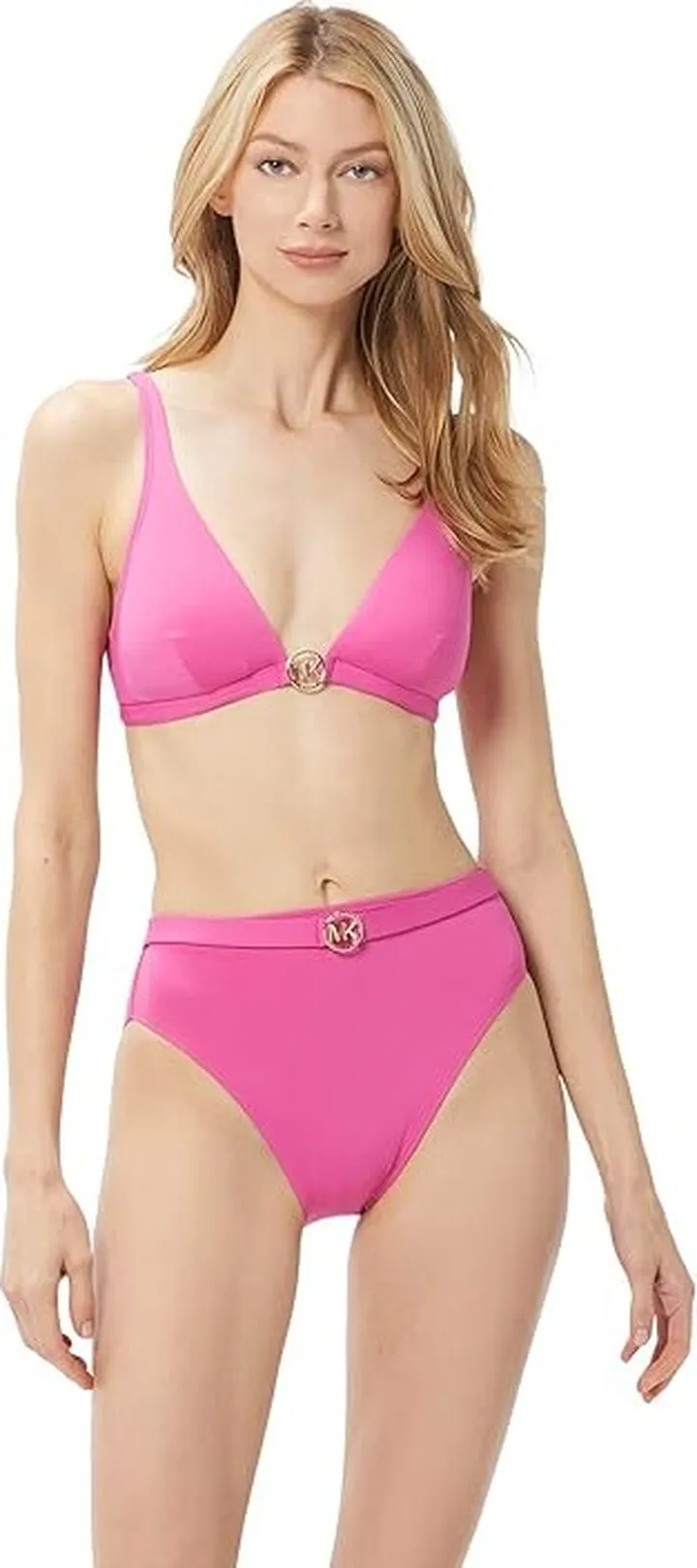 MICHAEL Michael Kors Essentials Solid Triangle Bikini Top (Cerise) Women's Swimwear