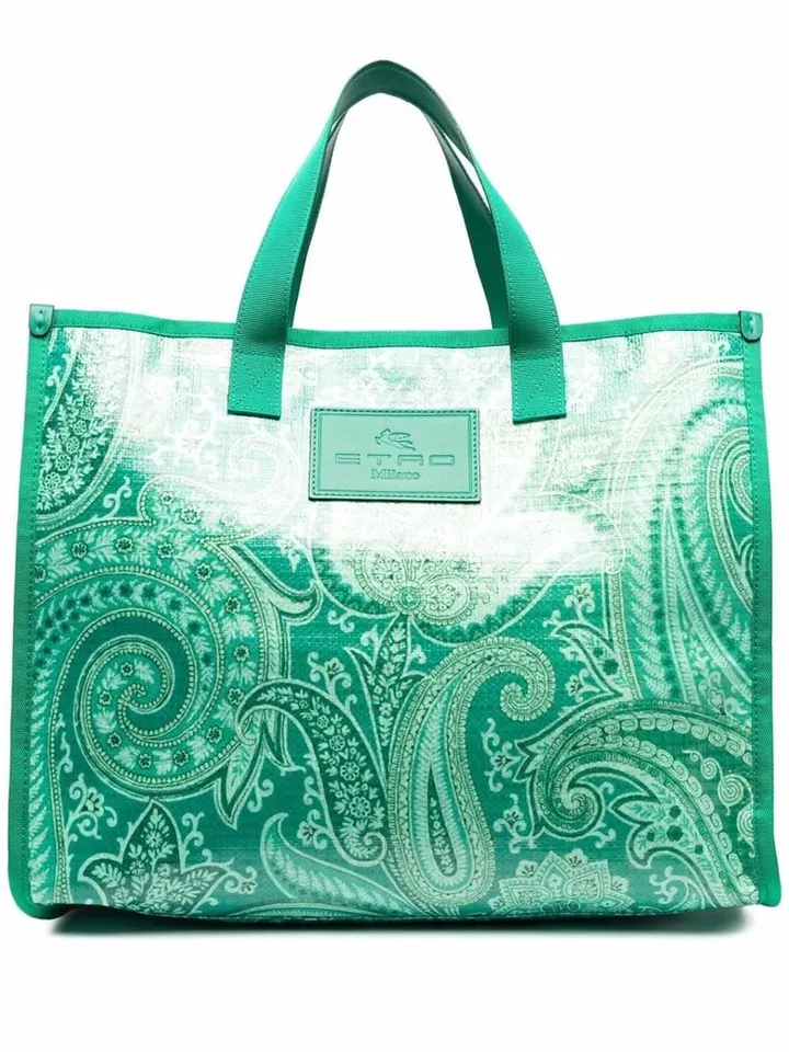 Large Paisley-Print Tote Bag