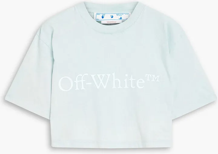 Cropped appliquéd cotton-jersey T-shirt