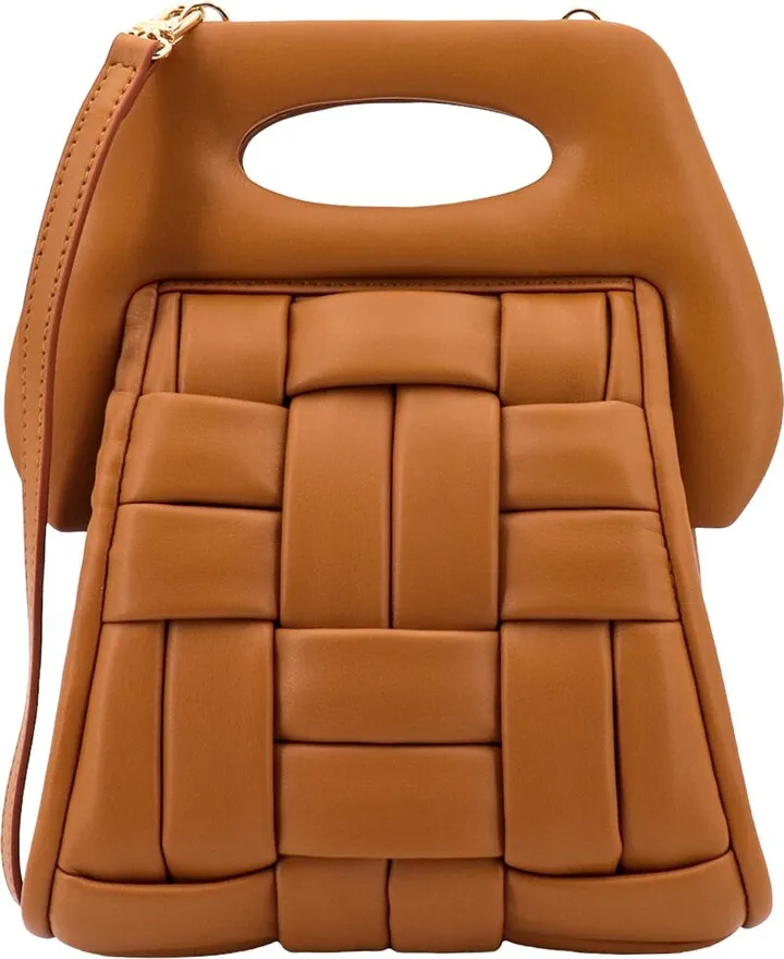 Vegan leather handbag with braided effect