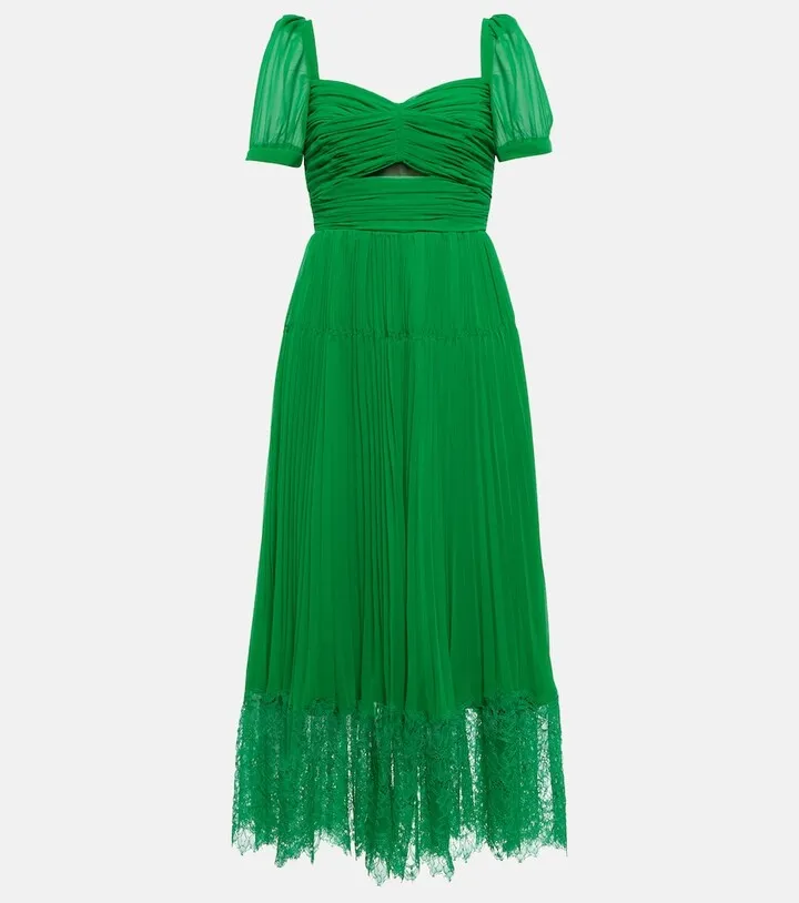 Cutout chiffon midi dress