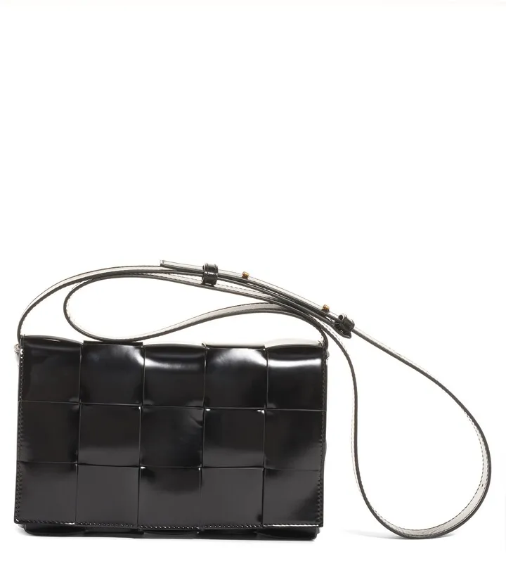 Cassette Intrecciato Patent Leather Crossbody Bag