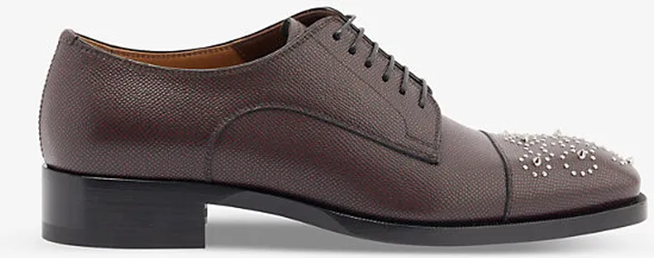 Womens Bordeaux Maltese Stud-embellished Leather Oxford Shoes